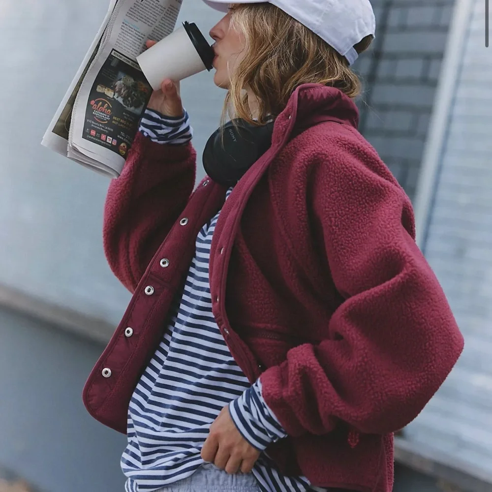 FP Movement Hit The Slopes Fleece Jacket in MAROON Sz XS S L $178 Retail NWT - Picture 2 of 10
